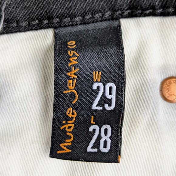 SALE Nudie Jeans Grim Tim W29 L28 Slim Straight Dry Everblack Button Fly Black - Picture 3 of 11